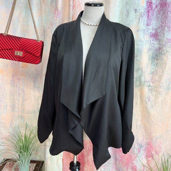 📌Alfina Couture Timeless Elegant Open Front Waterfall Optic Jacket - Picture 1 of 14